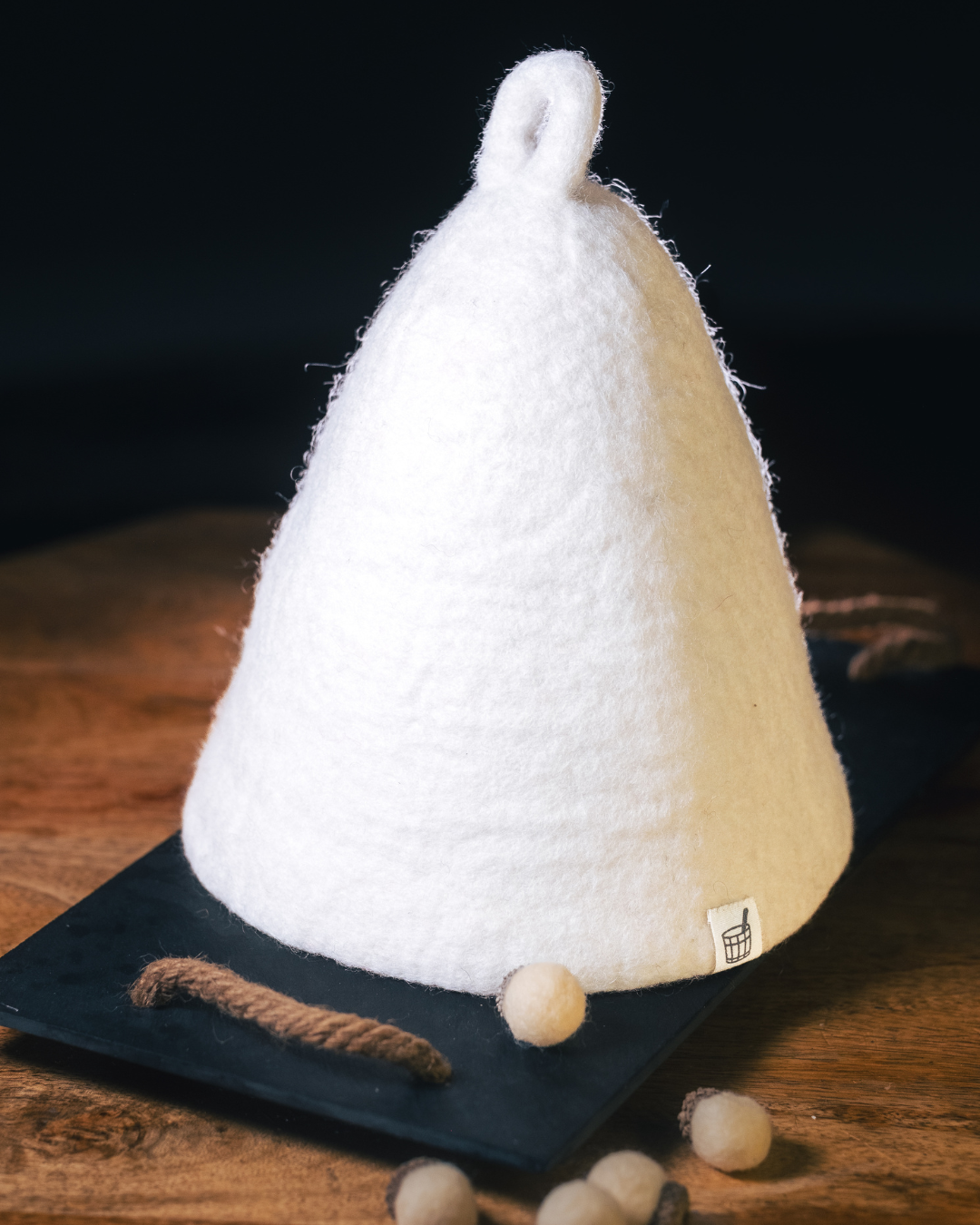 Cult of Sauna hat in Fjord Ice white wool felt